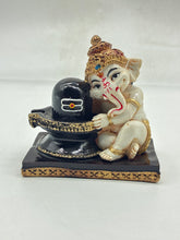 Load image into Gallery viewer, Baby Ganesh with Shivling Figurine