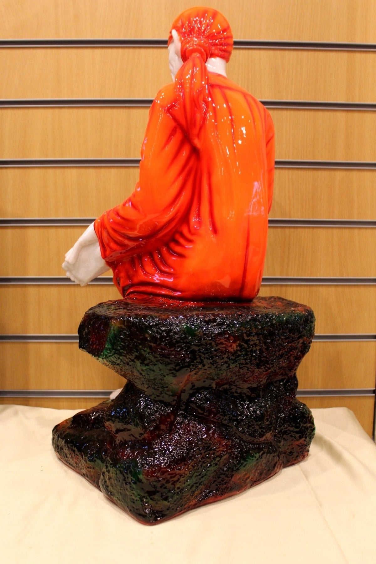 Resin/Fibre Sai Baba Statue for Home Temple – Shirdi Sai in Red Robe, 24 inch