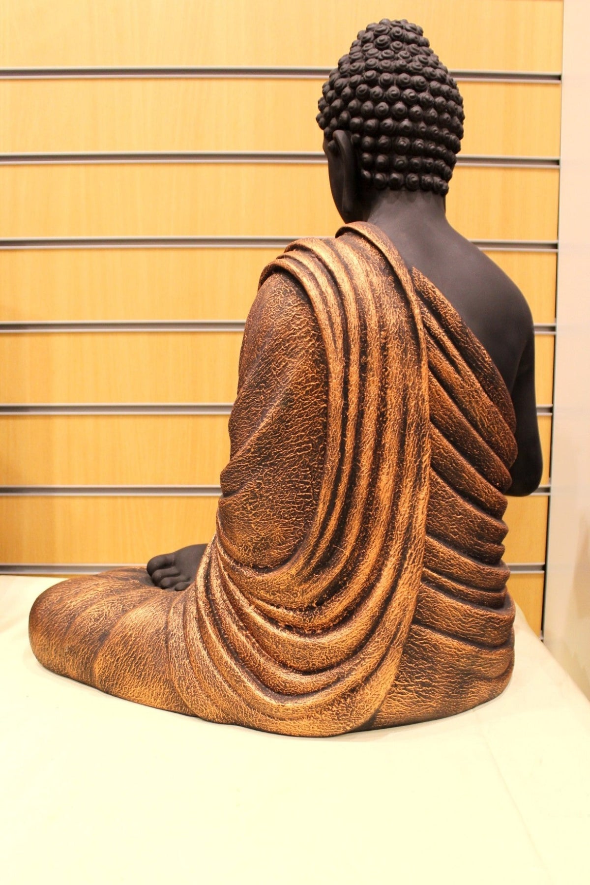 Resin/Fibre Buddha Statue for Home Temple – Charcoal & Copper Finish, 24 inch