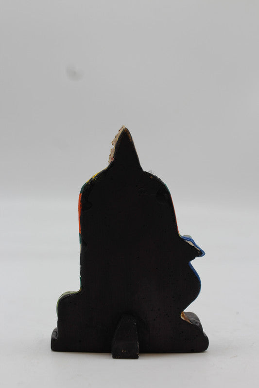 Lord Murugan Idol with Peacock – Golden Pillar Base, Red, Small – back view
