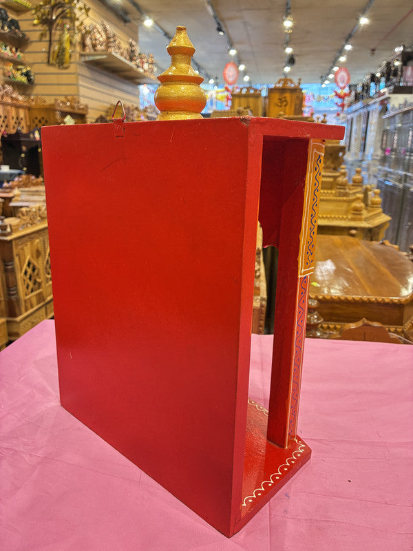 Hand-Painted Red Wooden Mandir - A103