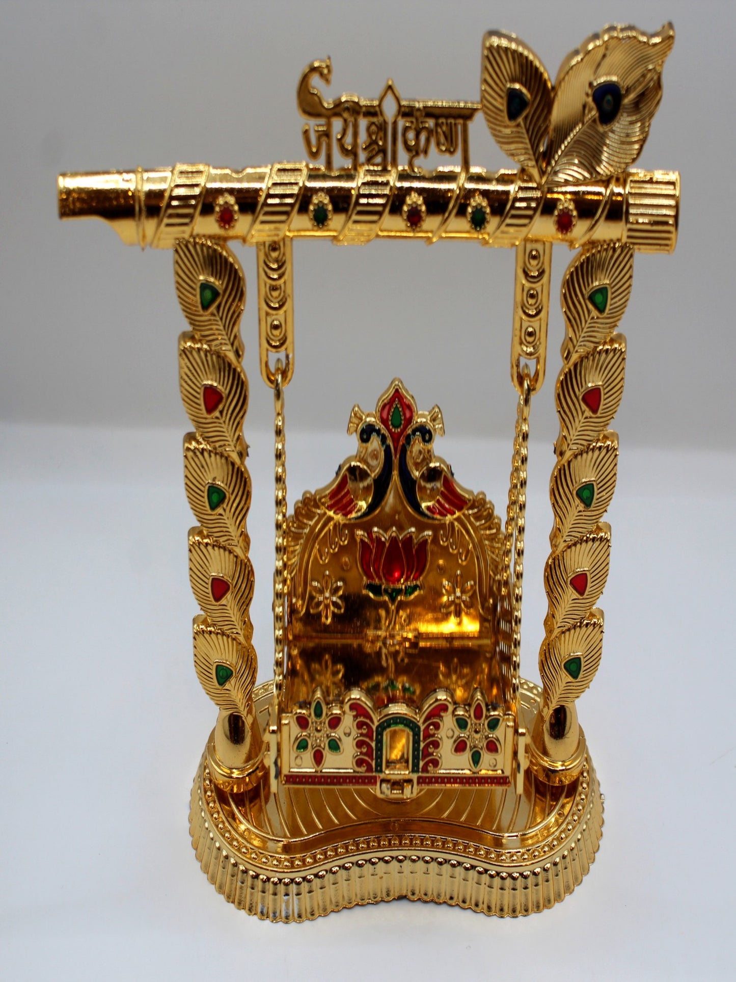 Bal Gopal Jhula 7.5 x 3 inch – Jai Shri Krishna, Flute & Feather
