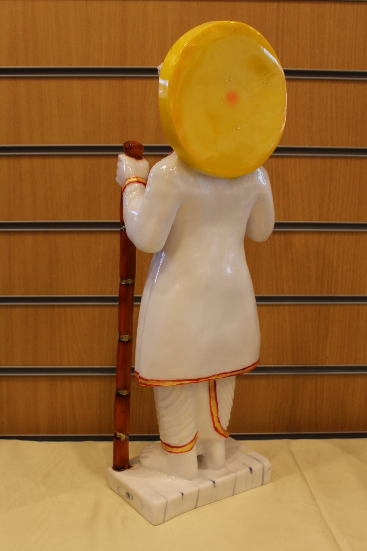Resin Jalaram Bapa Statue – White with Red Mala, 21 inch – back view