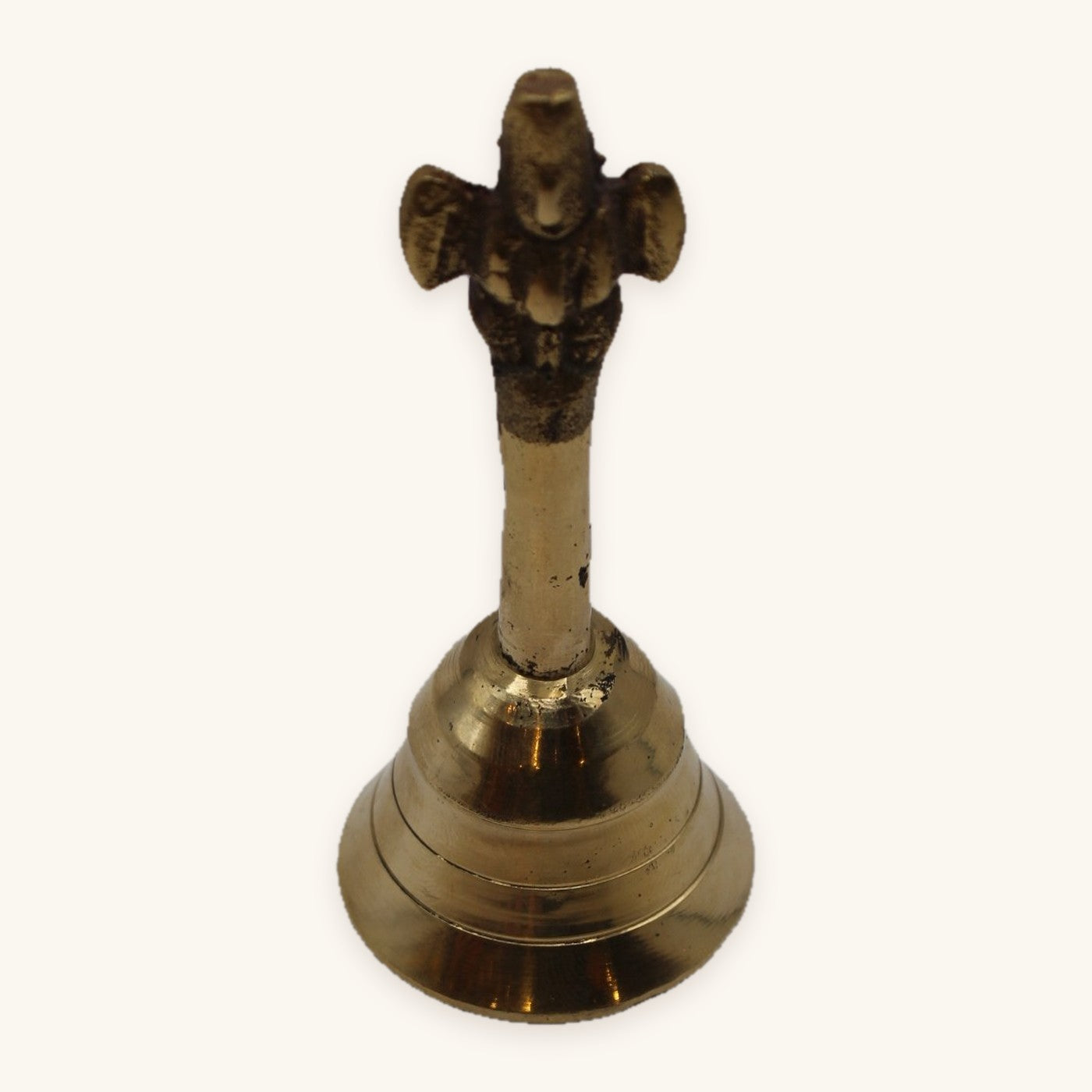 Brass pooja bell, three quarter view