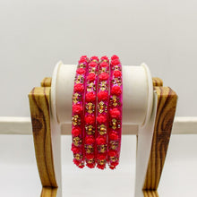 Load image into Gallery viewer, Indian Plastic Bangles Set 4-Stone&Flower Work Women Girl Wedding Special Bangle