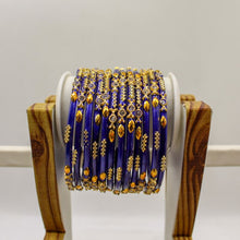 Load image into Gallery viewer, Indian Glass Bangles Set Of 12-Stone Work Women Girl Wedding Special Bangles