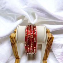 Load image into Gallery viewer, Indian Glass Bangles-Set Of 4 Stone Designed Bollywood Traditional