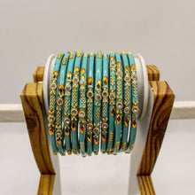 Load image into Gallery viewer, Indian Glass Bangles Set Of 12-Stone Work Women Girl Wedding Special Bangles