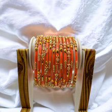 Load image into Gallery viewer, Indian Glass Bangles Set Of 12-Stone Work Women Girl Wedding Special Bangles