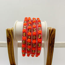 Load image into Gallery viewer, Indian Plastic Bangles Set 4-Stone&Flower Work Women Girl Wedding Special Bangle