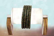 Load image into Gallery viewer, Glass Bangles Set of 4 - Golden Stone Decorated Bollywood Traditional Beautiful Bangle Set for Women Girl Wedding Special