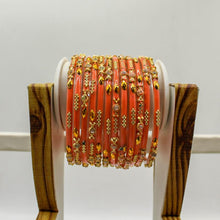 Load image into Gallery viewer, Indian Glass Bangles Set Of 12-Stone Work Women Girl Wedding Special Bangles