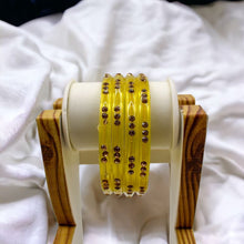 Load image into Gallery viewer, Indian Glass Bangles-Set Of 4 Stone Designed Bollywood Traditional