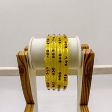 Load image into Gallery viewer, Indian Glass Bangles-Set Of 4 Stone Designed Bollywood Traditional