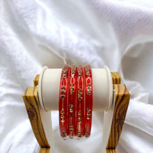 Load image into Gallery viewer, Indian Glass Bangles-Set Of 4 Stone Designed Bollywood Traditional