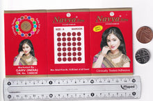 Load image into Gallery viewer, Coloured Bindi round Forehead Tika, Face Jewels Body Art Bollywood Bindis Self Adhesive Stickers Clinically Tested Safe for Skin - Size 3 to Size 10