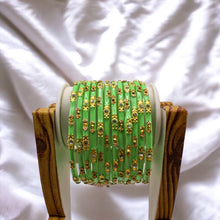 Load image into Gallery viewer, Indian Glass Bangles Set Of 12-Stone Work Women Girl Wedding Special Bangles