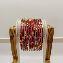 Load image into Gallery viewer, Indian Glass Bangles Set Of 12-Stone Work Women Girl Wedding Special Bangles