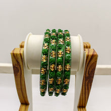 Load image into Gallery viewer, Indian Plastic Bangles Set 4-Stone&Flower Work Women Girl Wedding Special Bangle