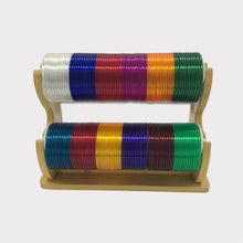 Load image into Gallery viewer, Colourful plastic Bangle Collection Modern Style Pretty Attractive Look Textured Colour Wrist Filler Indian Bollywood Thin Designer Jewellery Bracelets for Women. Set of 12.