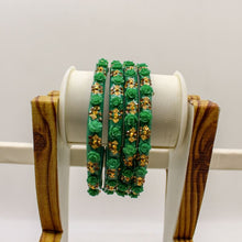 Load image into Gallery viewer, Indian Plastic Bangles Set 4-Stone&Flower Work Women Girl Wedding Special Bangle