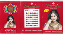 Load image into Gallery viewer, Coloured Bindi round Forehead Tika, Face Jewels Body Art Bollywood Bindis Self Adhesive Stickers Clinically Tested Safe for Skin - Size 3 to Size 10
