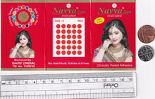Load image into Gallery viewer, Coloured Bindi round Forehead Tika, Face Jewels Body Art Bollywood Bindis Self Adhesive Stickers Clinically Tested Safe for Skin - Size 3 to Size 10
