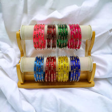 Load image into Gallery viewer, Indian Glass Bangles-Set Of 4 Stone Designed Bollywood Traditional