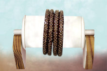 Load image into Gallery viewer, Glass Bangles Set of 4 - Golden Stone Decorated Bollywood Traditional Beautiful Bangle Set for Women Girl Wedding Special