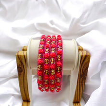 Load image into Gallery viewer, Indian Plastic Bangles Set 4-Stone&Flower Work Women Girl Wedding Special Bangle