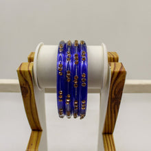 Load image into Gallery viewer, Indian Glass Bangles-Set Of 4 Stone Designed Bollywood Traditional