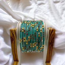 Load image into Gallery viewer, Indian Glass Bangles Set Of 12-Stone Work Women Girl Wedding Special Bangles