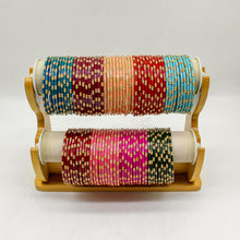 Load image into Gallery viewer, Indian Glass Bangles Set Dot Pattern Bollywood Wedding Style Set Of 12(Puja)