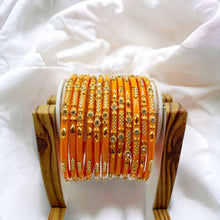 Load image into Gallery viewer, Indian Glass Bangles Set Of 12-Stone Work Women Girl Wedding Special Bangles