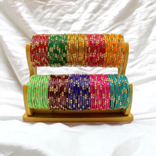 Load image into Gallery viewer, Indian Glass Bangles Set Of 12-Stone Work Women Girl Wedding Special Bangles