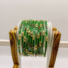 Load image into Gallery viewer, Indian Glass Bangles Set Of 12-Stone Work Women Girl Wedding Special Bangles