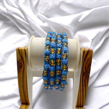 Load image into Gallery viewer, Indian Plastic Bangles Set 4-Stone&Flower Work Women Girl Wedding Special Bangle