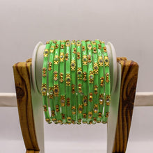 Load image into Gallery viewer, Indian Glass Bangles Set Of 12-Stone Work Women Girl Wedding Special Bangles
