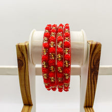 Load image into Gallery viewer, Indian Plastic Bangles Set 4-Stone&Flower Work Women Girl Wedding Special Bangle