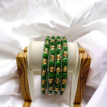Load image into Gallery viewer, Indian Plastic Bangles Set 4-Stone&Flower Work Women Girl Wedding Special Bangle
