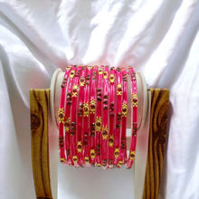 Load image into Gallery viewer, Indian Glass Bangles Set Of 12-Stone Work Women Girl Wedding Special Bangles