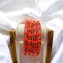 Load image into Gallery viewer, Indian Plastic Bangles Set 4-Stone&Flower Work Women Girl Wedding Special Bangle