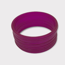Load image into Gallery viewer, Colourful plastic Bangle Collection Modern Style Pretty Attractive Look Textured Colour Wrist Filler Indian Bollywood Thin Designer Jewellery Bracelets for Women. Set of 12.