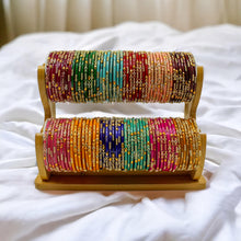 Load image into Gallery viewer, Indian Glass Bangles Set Of 12-Stone Work Women Girl Wedding Special Bangles