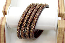 Load image into Gallery viewer, Glass Bangles Set of 4 - Golden Stone Decorated Bollywood Traditional Beautiful Bangle Set for Women Girl Wedding Special
