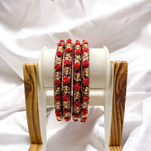 Load image into Gallery viewer, Indian Plastic Bangles Set 4-Stone&Flower Work Women Girl Wedding Special Bangle