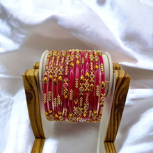 Load image into Gallery viewer, Indian Glass Bangles Set Of 12-Stone Work Women Girl Wedding Special Bangles