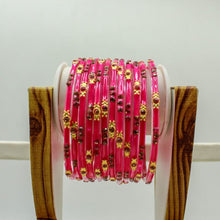 Load image into Gallery viewer, Indian Glass Bangles Set Of 12-Stone Work Women Girl Wedding Special Bangles