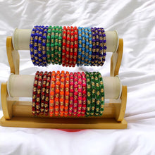 Load image into Gallery viewer, Indian Plastic Bangles Set 4-Stone&Flower Work Women Girl Wedding Special Bangle