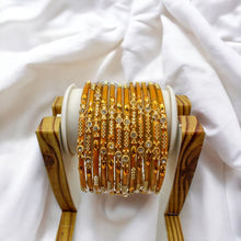 Load image into Gallery viewer, Indian Glass Bangles Set Of 12-Stone Work Women Girl Wedding Special Bangles